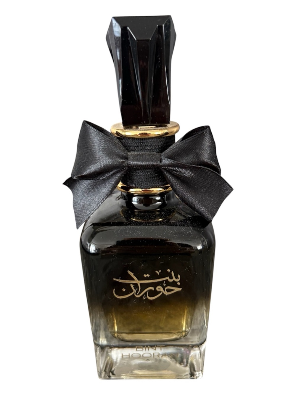 Elegant Black & Gold Women's Fragrance Bottle with Bow